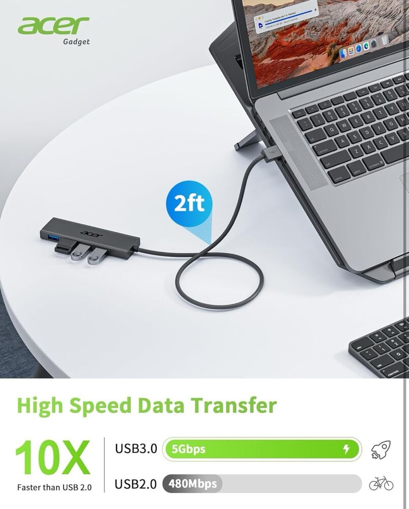 4-Port USB 3.0 Hub with USB-C for Laptops