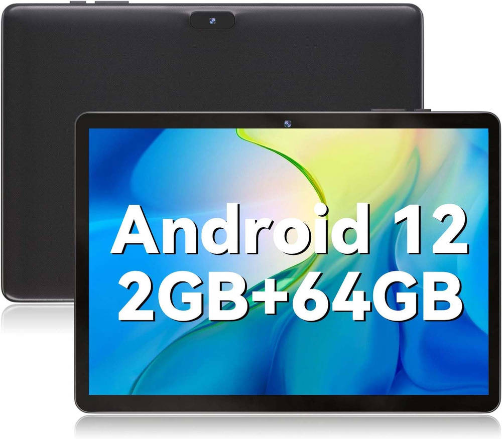 10.1" Android 12 Tablet with HD Display, Dual Cameras, and 32GB-128GB Storage
