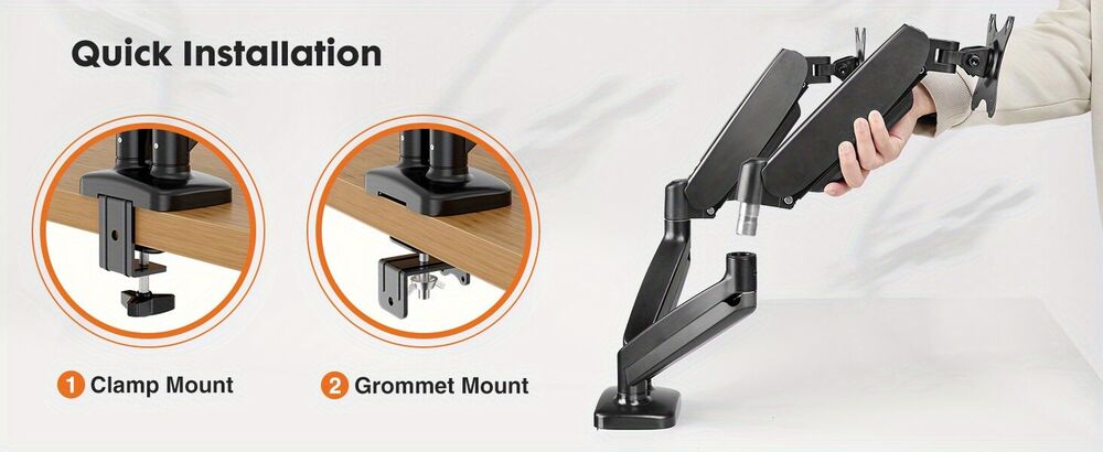 Adjustable Dual Monitor Stand with Swivel VESA Bracket and C Clamp