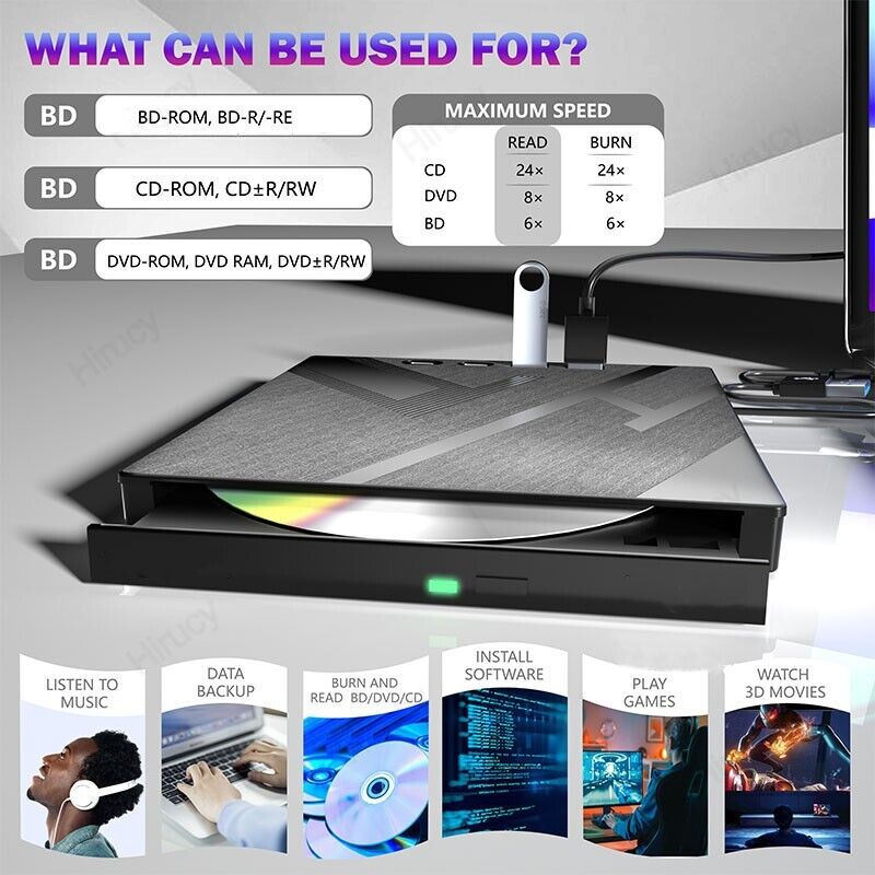 7-in-1 External Blu-ray Drive with USB 3.0 Type-C Interface