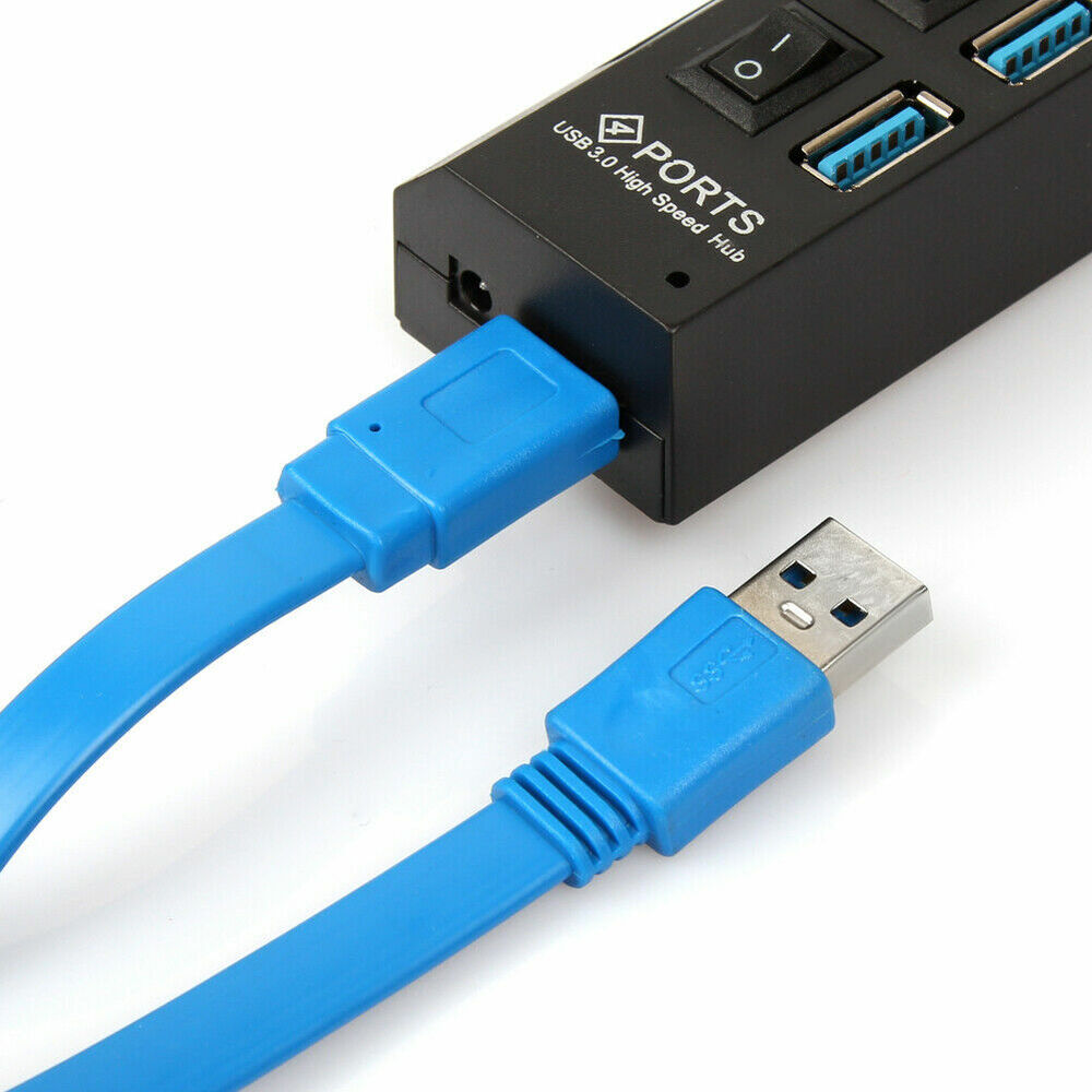 7 Ports USB 3.0 Powered Hub with AC Adapter and ON/OFF Switch