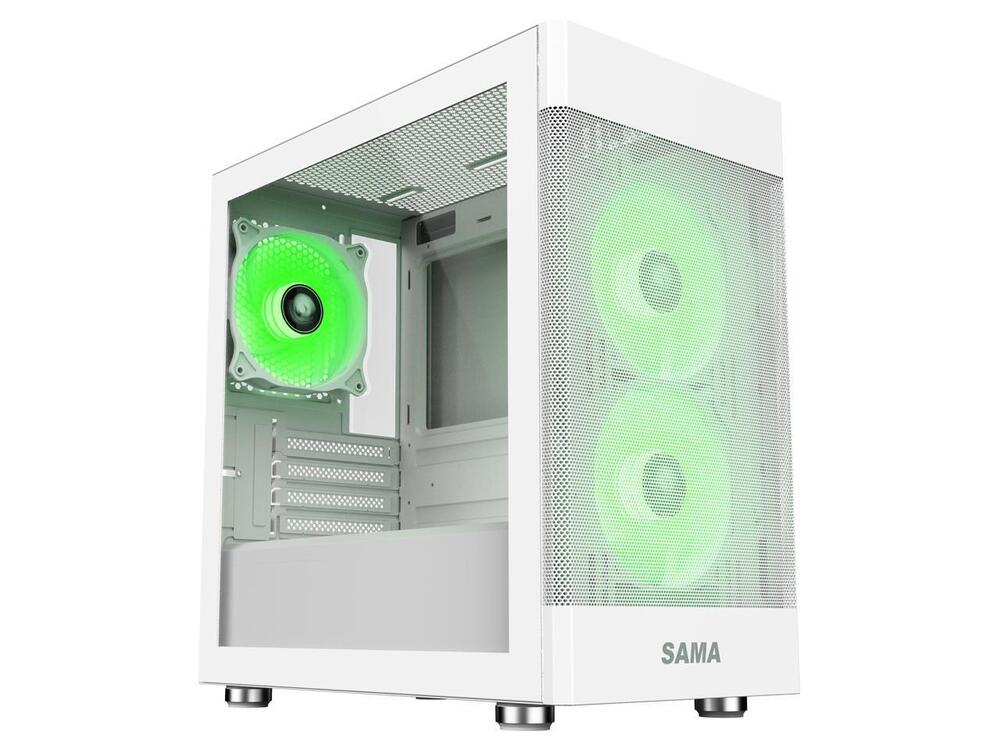 Sama ARGB-Q5-W White USB 3.0 Tempered Glass Micro ATX Tower Gaming Case