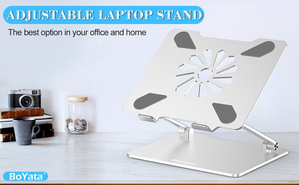 Ergonomic Aluminum Laptop Stand for Desk, Adjustable up to 14 Inches