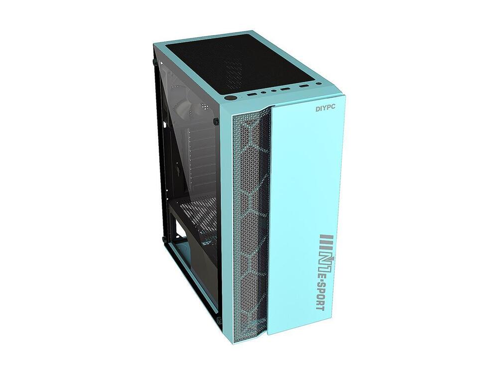 DIYPC Green USB 3.0 Steel Tempered Glass ATX Mid Tower Gaming PC Case