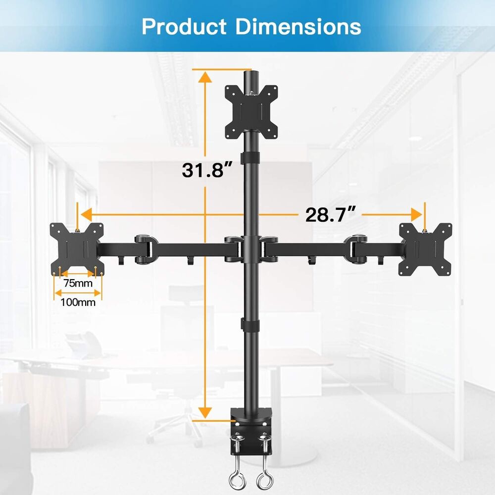HNHM3 HUANUO Triple Monitor Stand - Ergonomic and Space-Saving