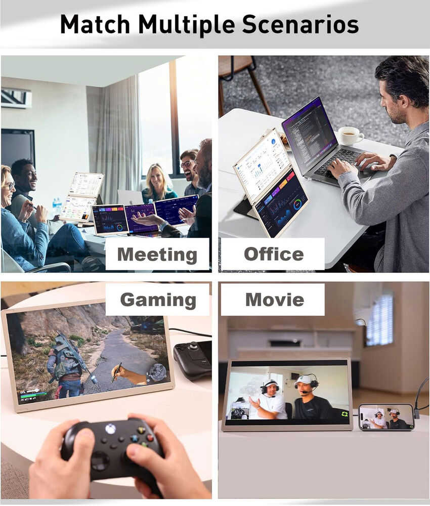 15.6" FHD 1080P IPS Triple Portable Monitor - Secondhand Laptop Screen Extender