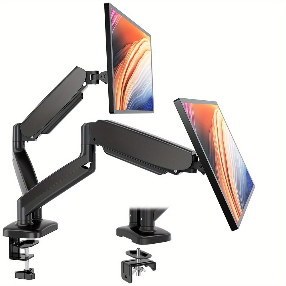 Adjustable Dual Monitor Stand with Swivel VESA Bracket and C Clamp
