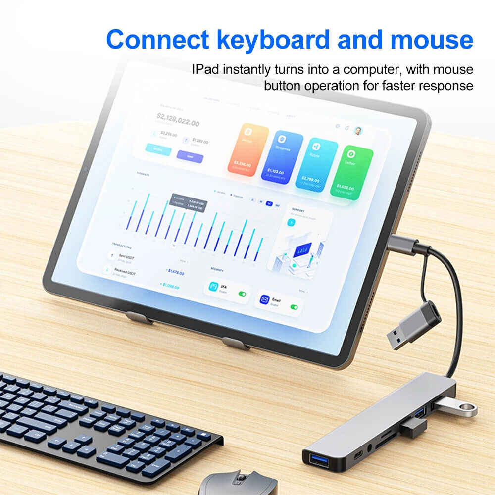7/8-Port USB C Hub with 5Gbps Speed for PC, Laptop, and Macbook