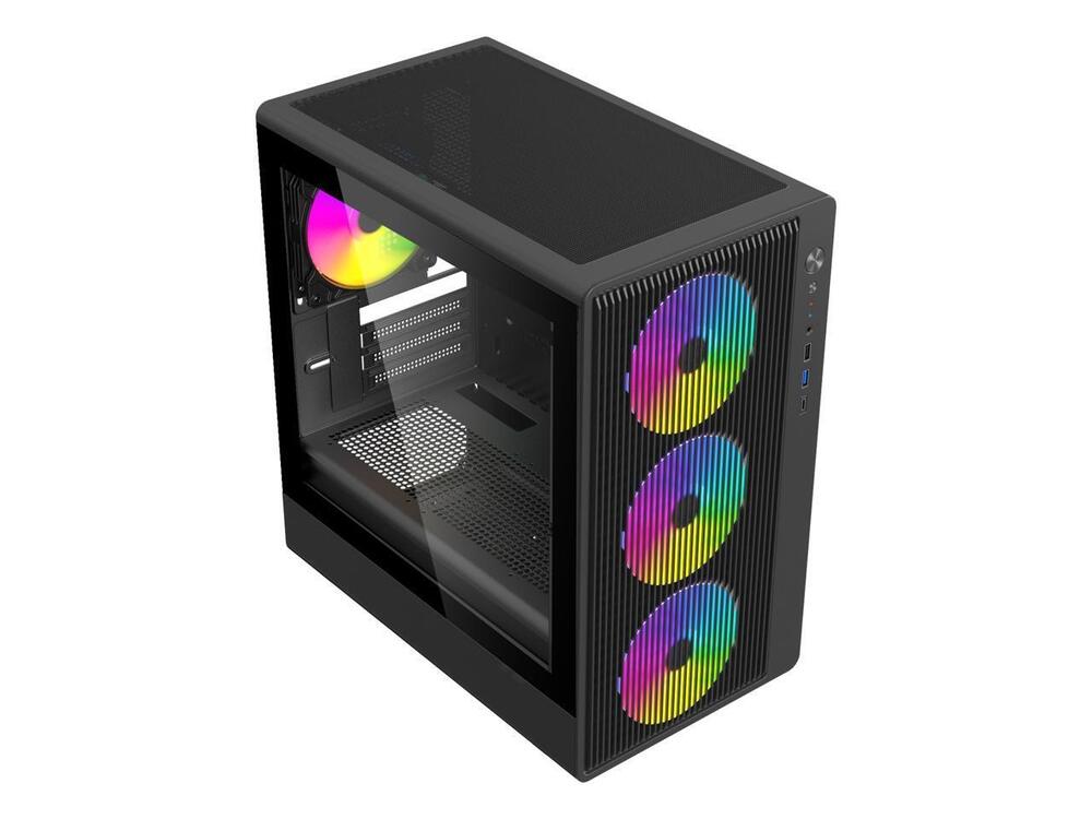 DIYPC ARGB-R1-BK Black USB3.0 /Type C Micro ATX Gaming Computer Case with Tempered Glass