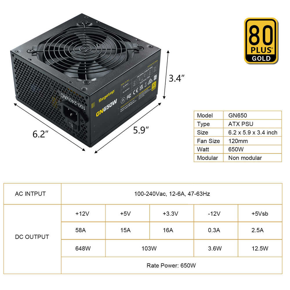Segotep Gaming 650W 80+ Gold Certified Non-Modular PSU