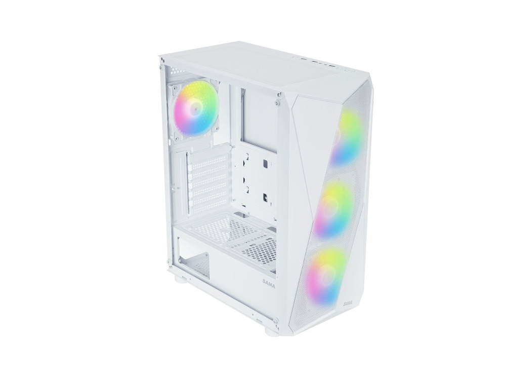 Sama 3313 White USB 3.0 Tempered Glass Micro ATX Tower Gaming Case