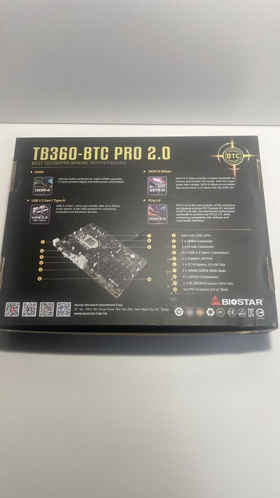 BIOSTAR TB360-BTC Pro 2.0 6Gb/s LGA1151 Intel Motherboard