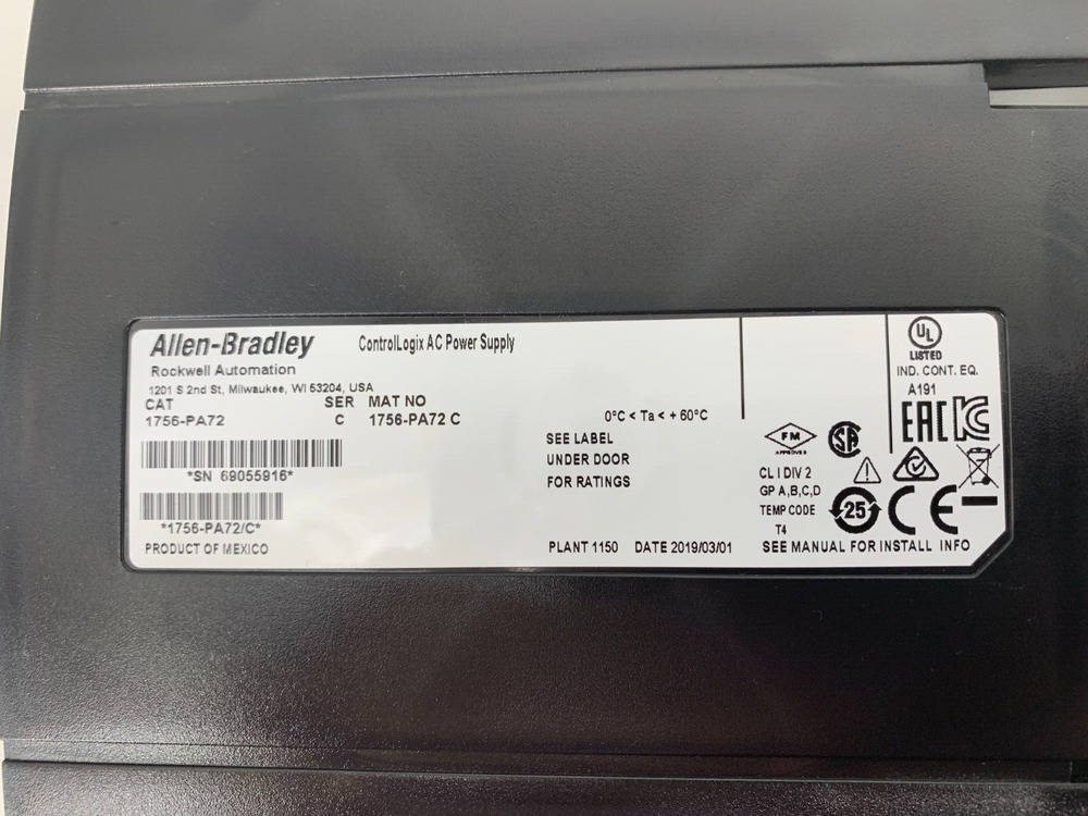 Allen-Bradley 1756-PA72 ControlLogix Power Supply