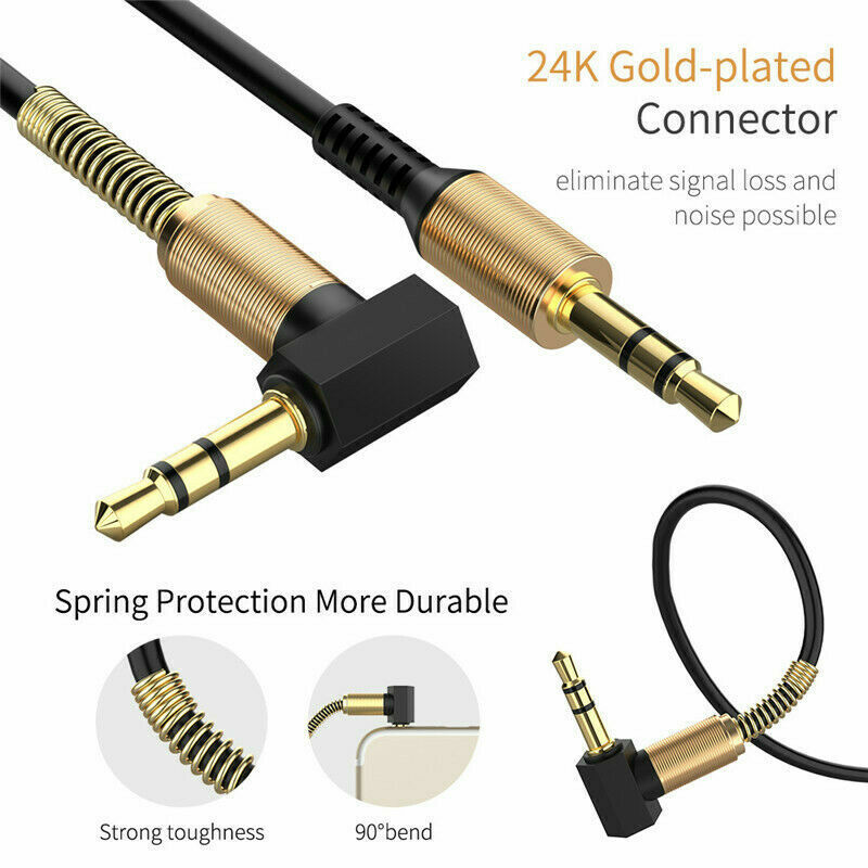 L-Shaped 3.5mm Male to Male AUX Cable for Car Audio
