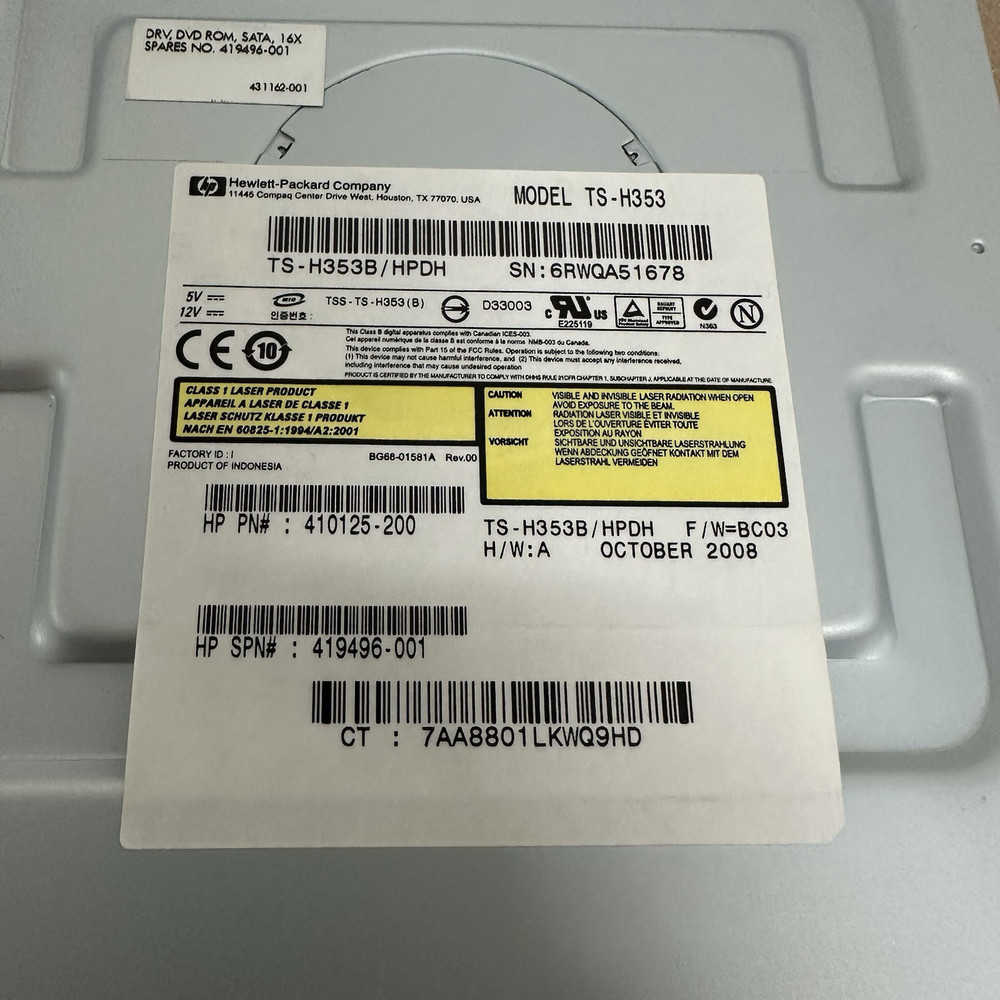 HP TS-H353B/HPDH 16X SATA DVD-ROM Drive - High-Speed Optical Disc Reader