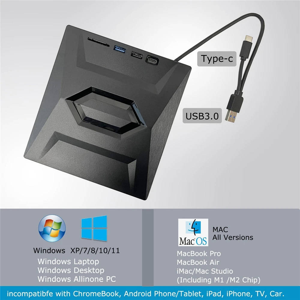 High-Speed External CD/DVD Drive with USB 3.0 for Windows PCs