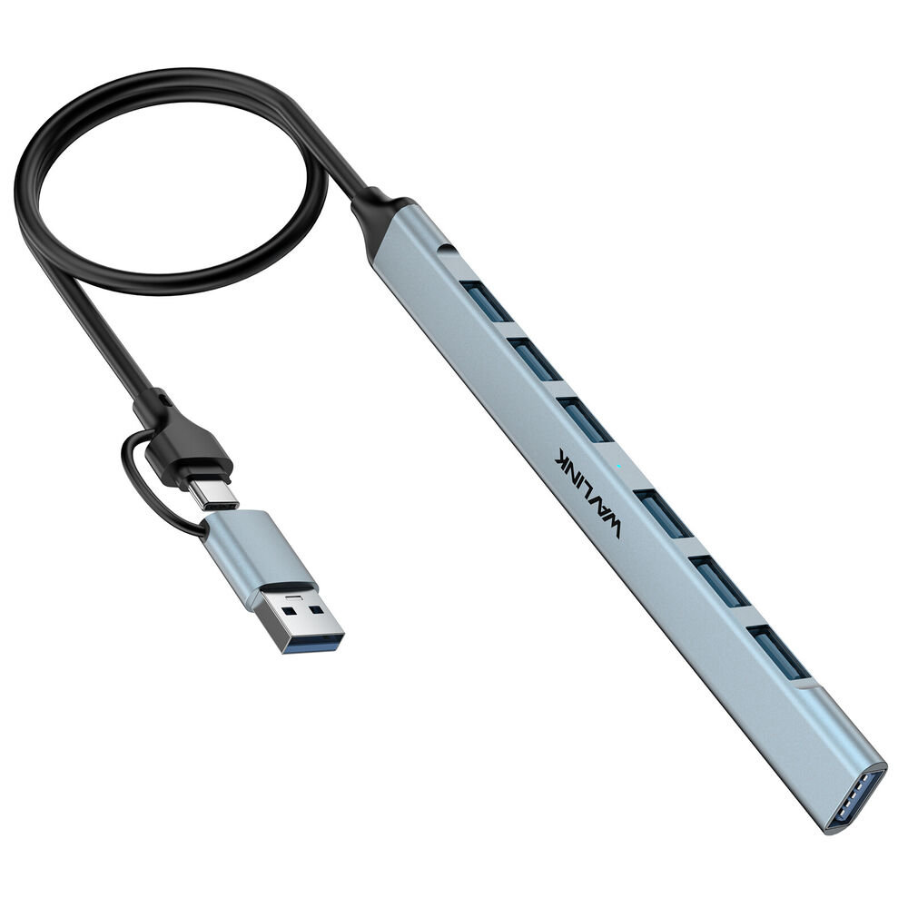 7-Port USB 3.0 Hub with 12V/4A Power Adapter for High-Speed Data Transfer