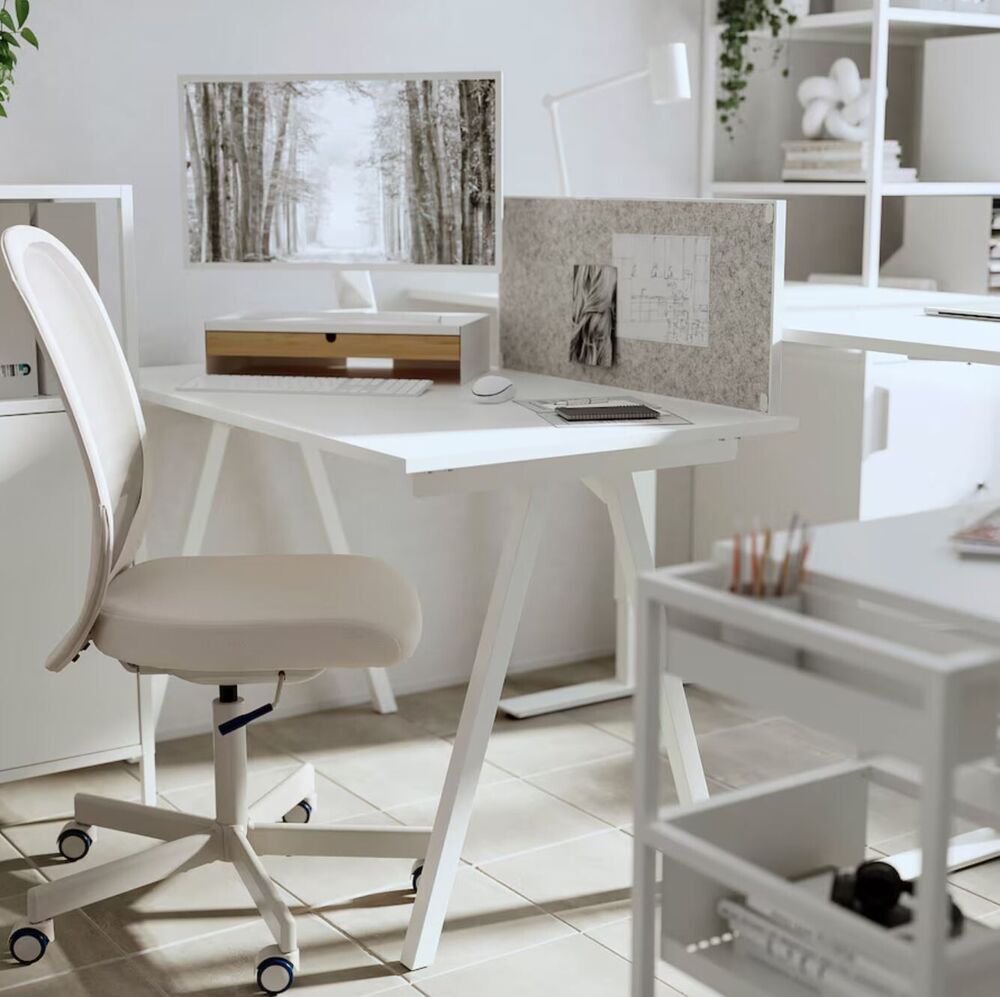 Ikea ELLOVEN Monitor Stand with Drawer - White