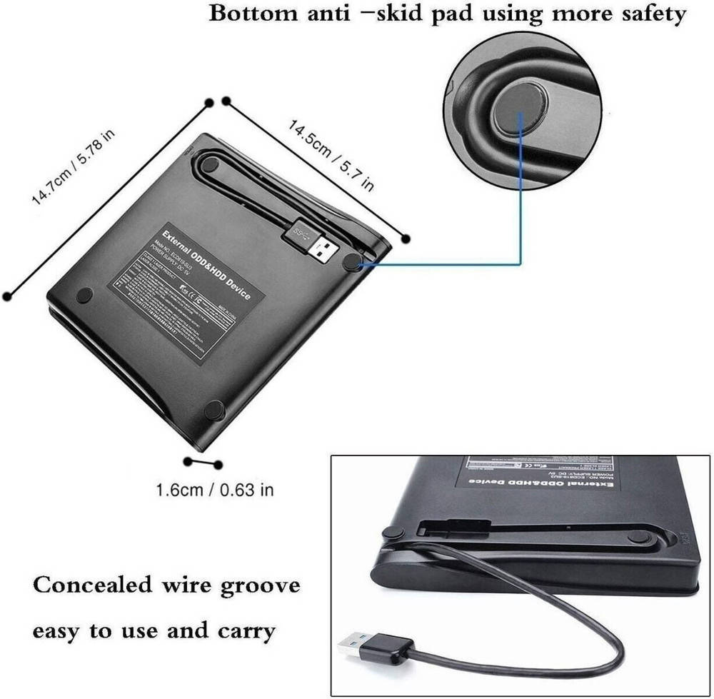 Portable CD/DVD RW Burner with USB 3.0 Interface
