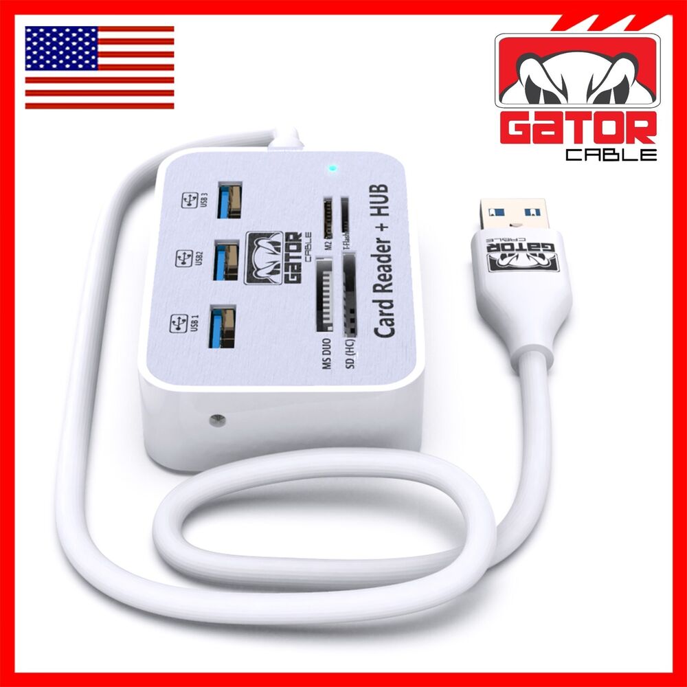 High-Speed USB 3.0 Card Reader HUB with 3-Port Adapter