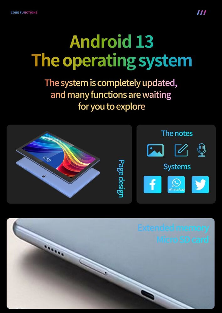 14" Dual SIM 5G Tablet PC with 16GB RAM, 1TB ROM, Android 13