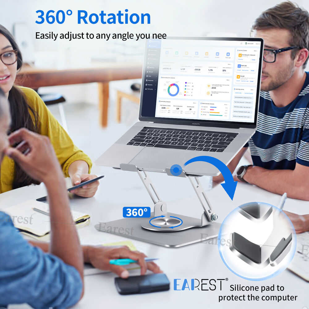 360° Rotating Adjustable Metal Laptop Stand - Ergonomic and Durable
