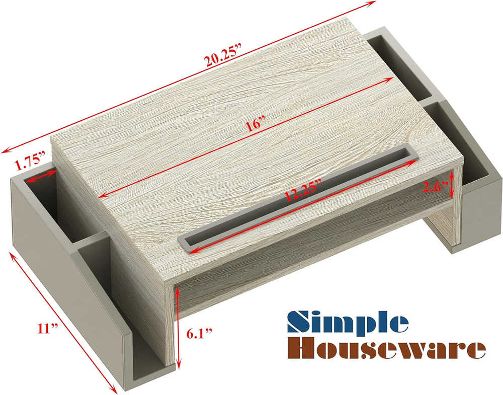 Ergonomic Maple Desk Monitor Stand with Adjustable Organizer Tray