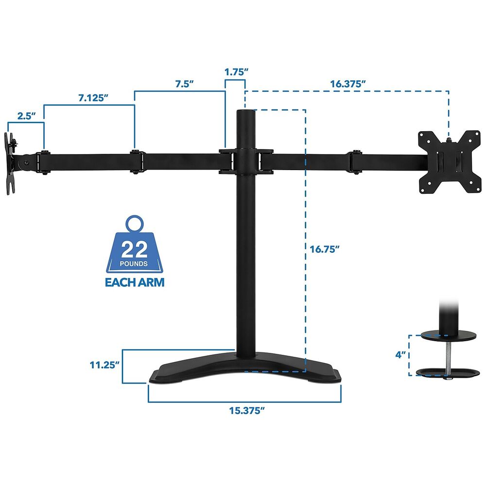 Mount-It! Dual Monitor Stand - Adjustable and Versatile for 19-32 Inch Screens