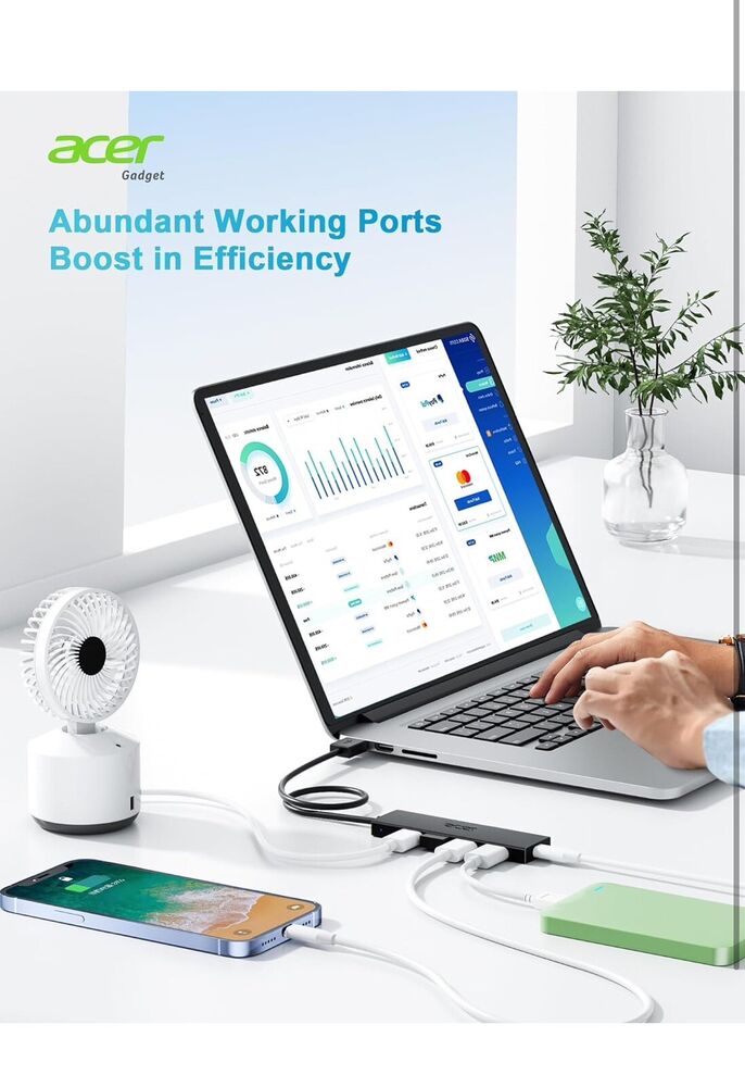 4-Port USB 3.0 Hub with USB-C for Laptops