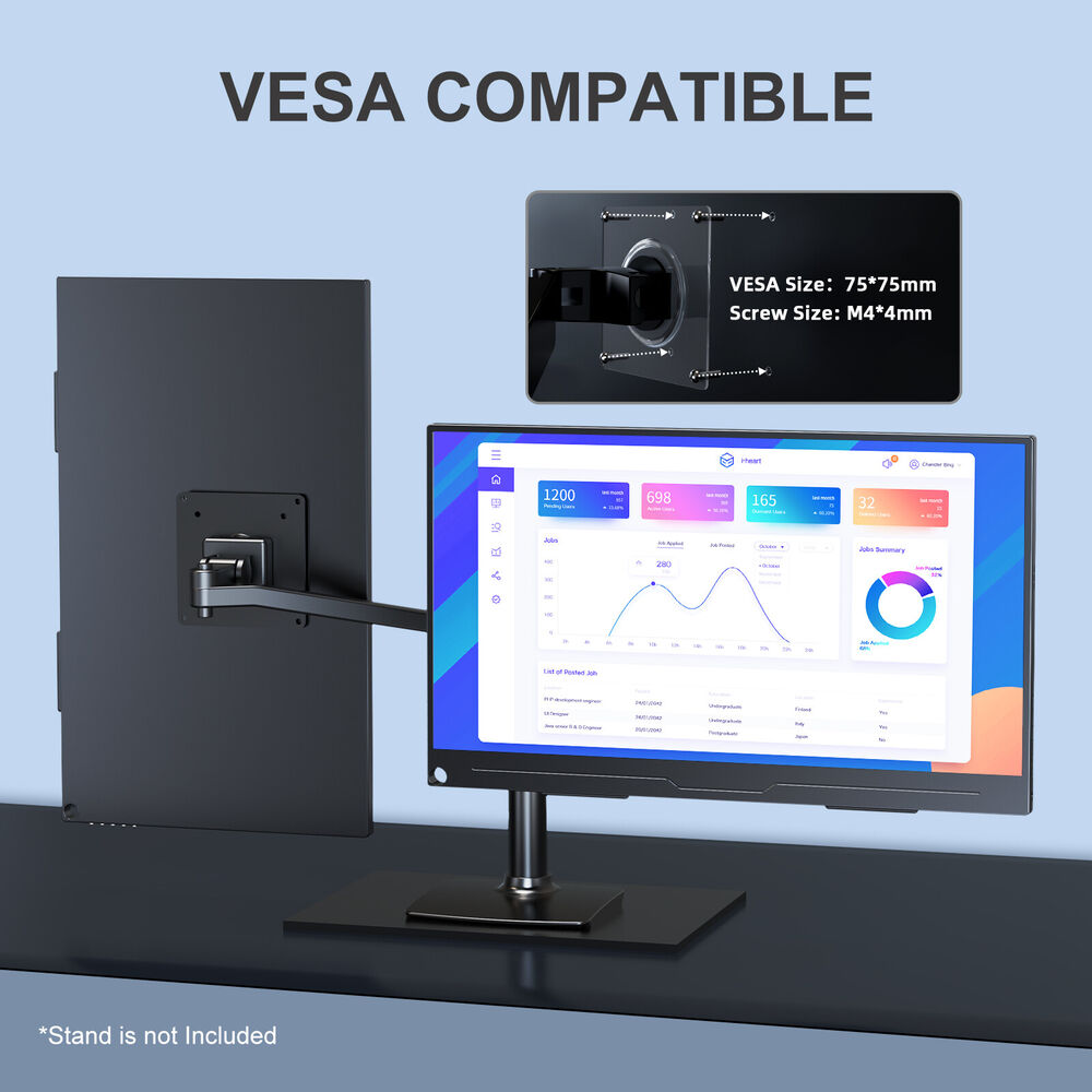 UPERFECT 15.6" 1080P Portable Gaming Monitor with HDMI & USB-C, VESA Mount for Enhanced Mobile Gaming