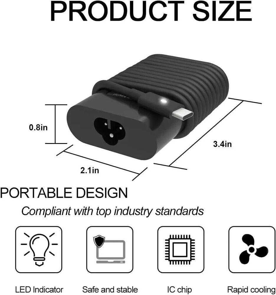 45W USB-C Charger for Dell XPS 13 Laptops