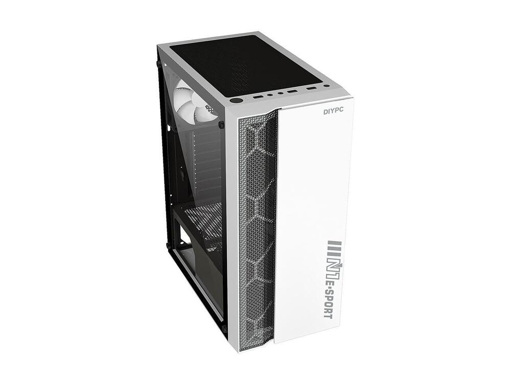 White USB 3.0 Steel/Tempered Glass ATX Mid Tower Computer Case DIYPC DIY-S08-W