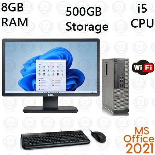 Windows 11 Dell Desktop PC with i5, 8GB RAM, 500GB HDD