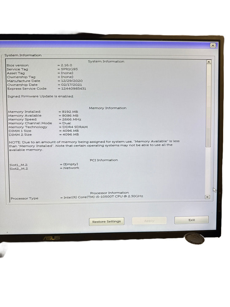 Dell OptiPlex 3080 Micro Tower Desktop with Intel i5-10500T, 8GB RAM, No SSD