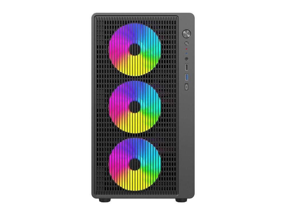 DIYPC ARGB-R1-BK Black USB3.0 /Type C Micro ATX Gaming Computer Case with Tempered Glass