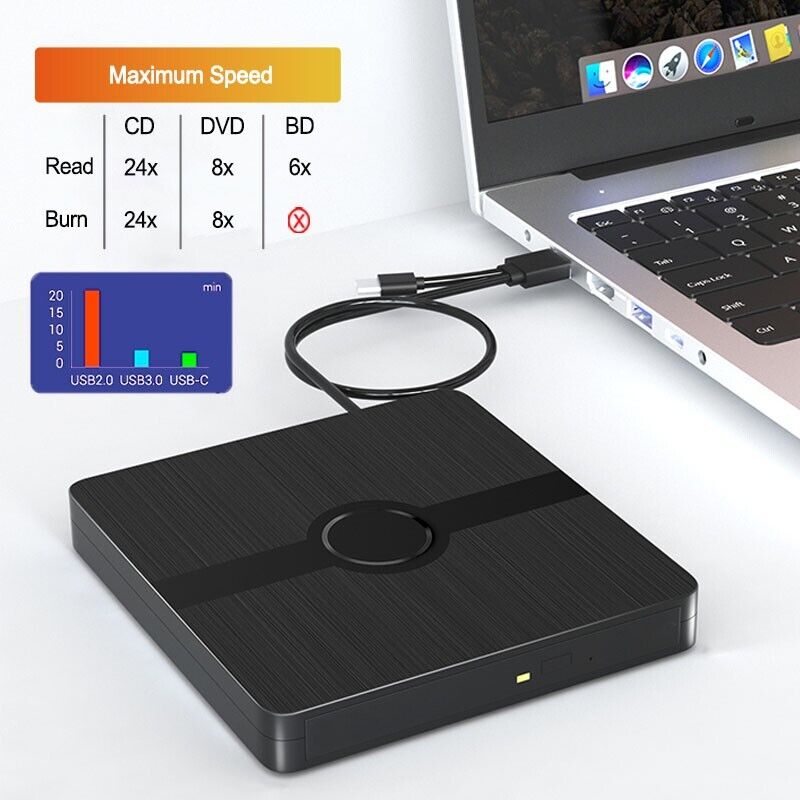 External Blu-ray Drive with USB 3.0 and Type-C Connectivity