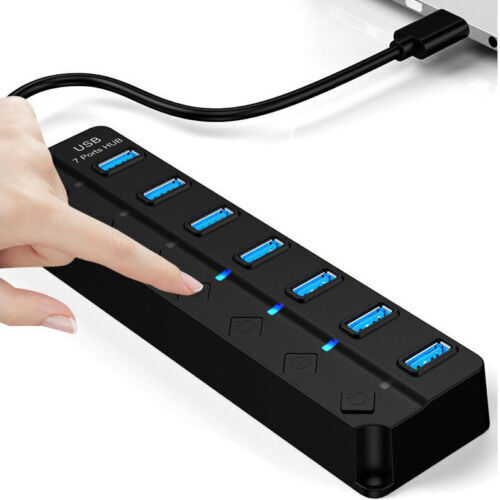 7 Port USB 3.0 Hub Splitter Adapter - High-Speed Data Transfer and Charging