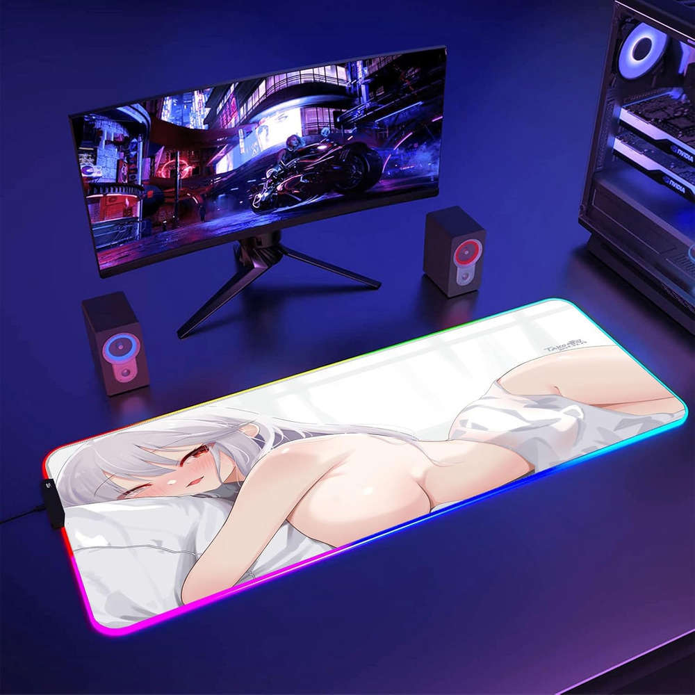 Gaming Mouse Pad with LED Anime Girl Art