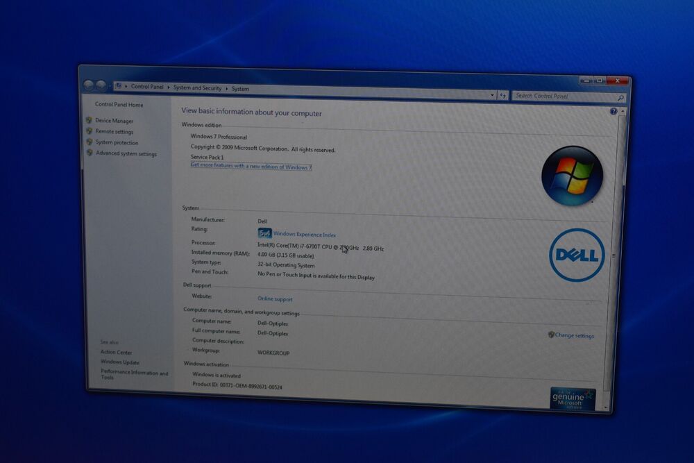 Dell Optiplex 7050 Micro Desktop PC with Intel i7-6700T, 4GB RAM, 128GB SSD