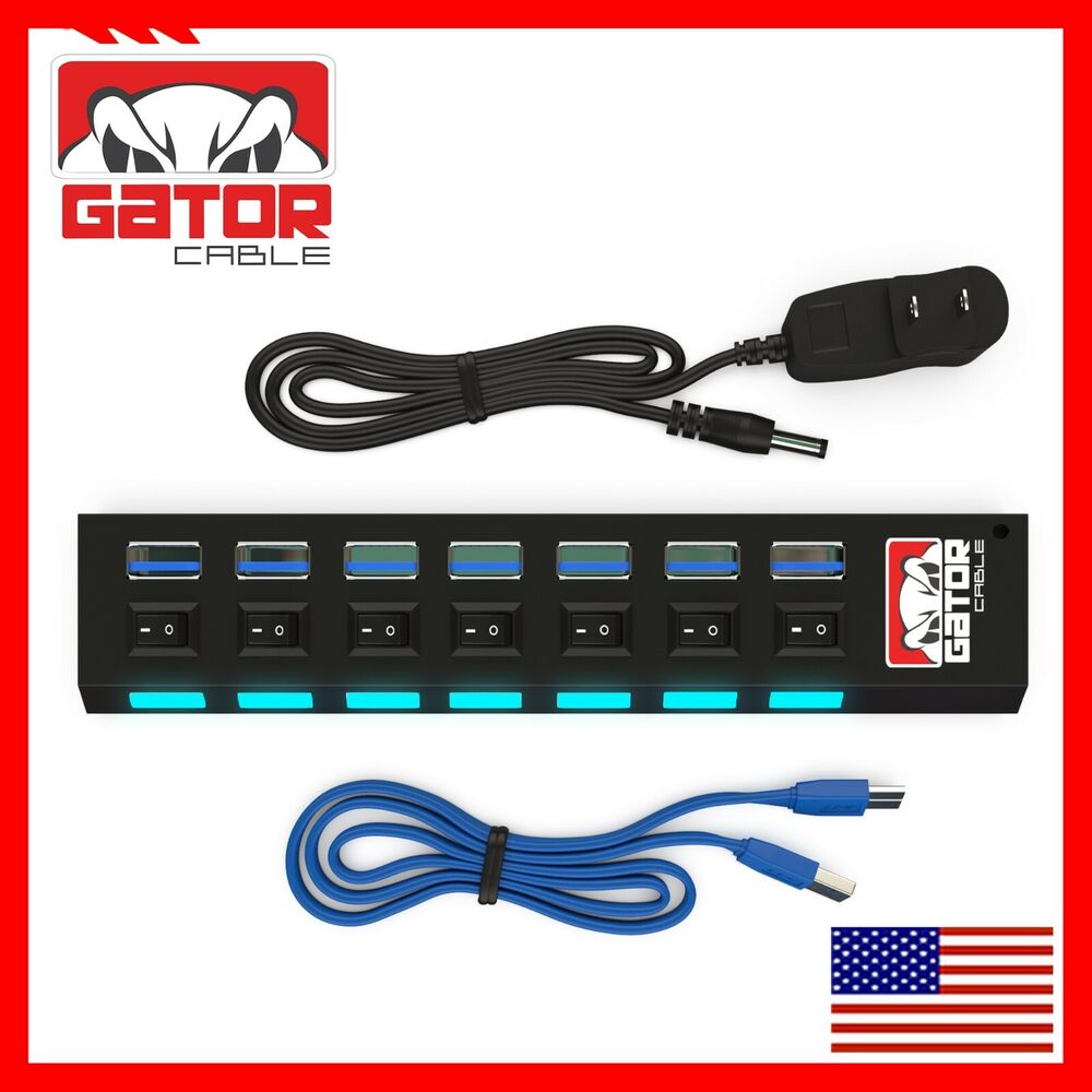 7-Port USB 3.0 Hub with AC Adapter for PC and Laptop