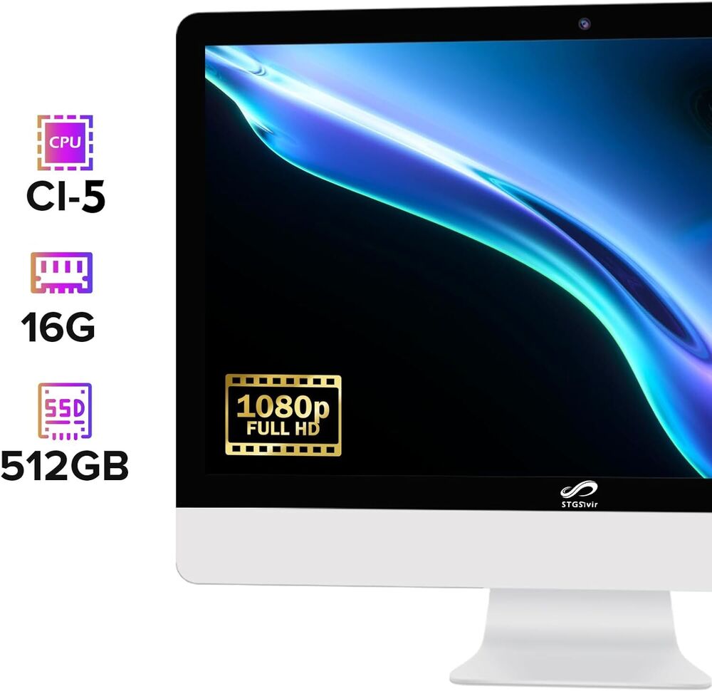 STGSivir All-in-One Computer with Intel i5, 22" LED, 512GB SSD, 16GB RAM
