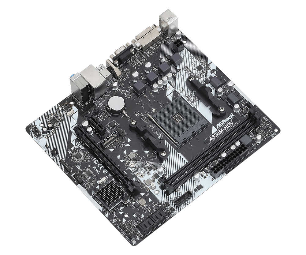 ASRock A320M-HDV R4.0 AM4 M-ATX Motherboard with Ultra M.2 and USB 3.1