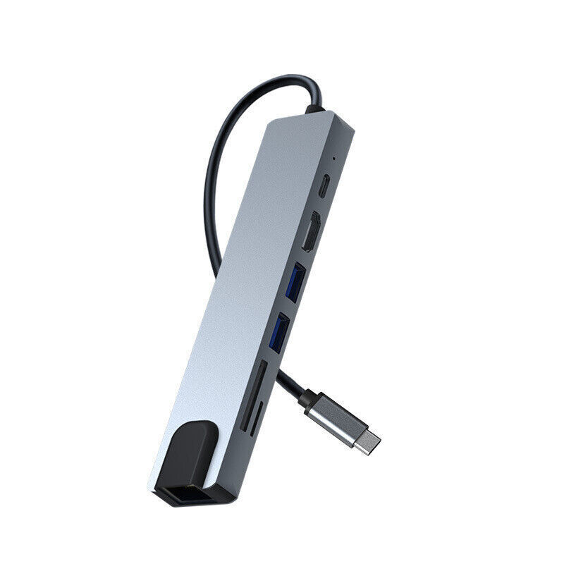 8-in-1 USB-C Hub Adapter with 4K HDMI, Ethernet, and 8 Ports