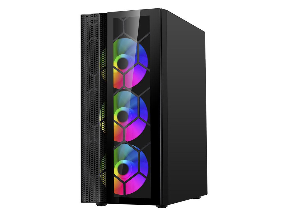 DIYPC Dragon Black Steel / Tempered Glass ATX Mid Tower Computer Case