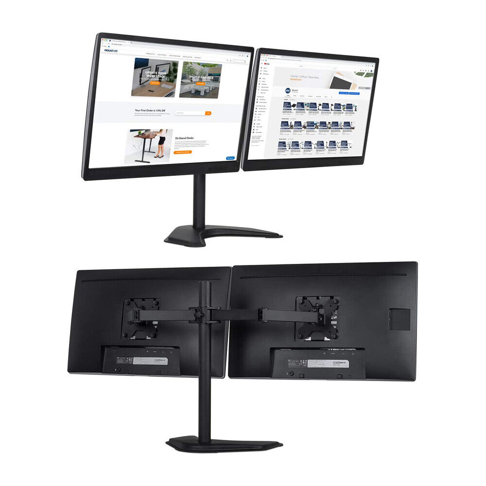 axGear Dual Monitor Stand - Adjustable Desk Mount for 13-27 Inch LED/LCD Screens