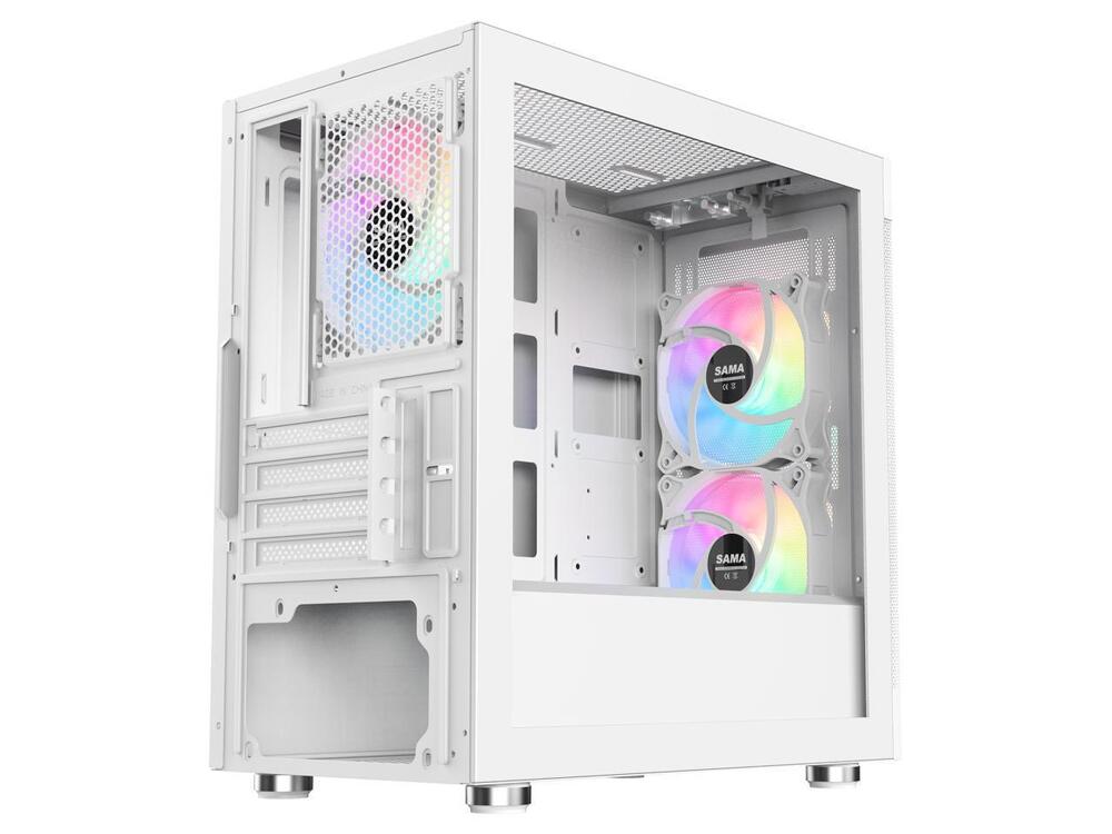 Sama ARGB-Q5-W White USB 3.0 Tempered Glass Micro ATX Tower Gaming Case