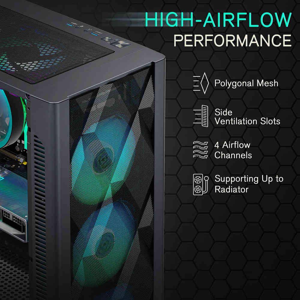 ATX Gaming PC Case with 6 PWM ARGB Fans