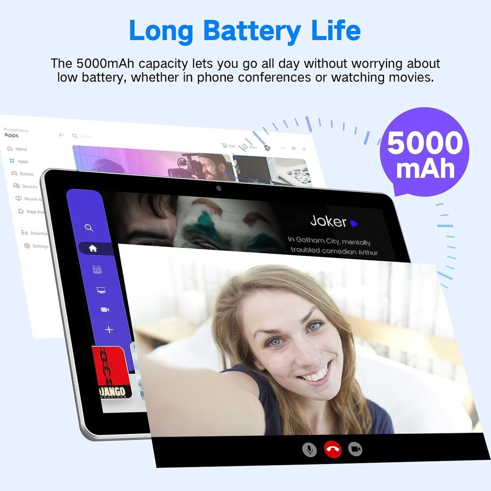 2025 10.1" 4G/LTE Tablet with Android 13, 6GB RAM, Quad-Core Processor, Dual Camera, 5000mAh Battery, WiFi