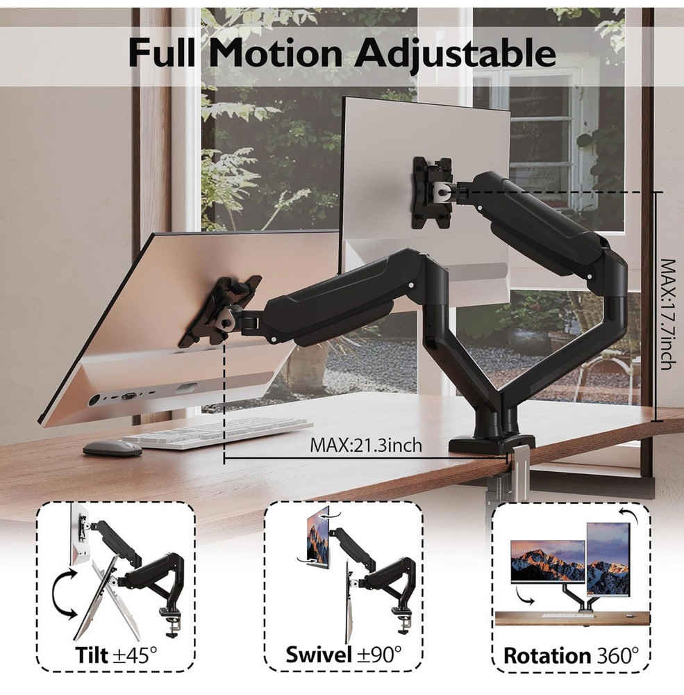 Dual Monitor Desk Mount Stand for 13-32" Screens