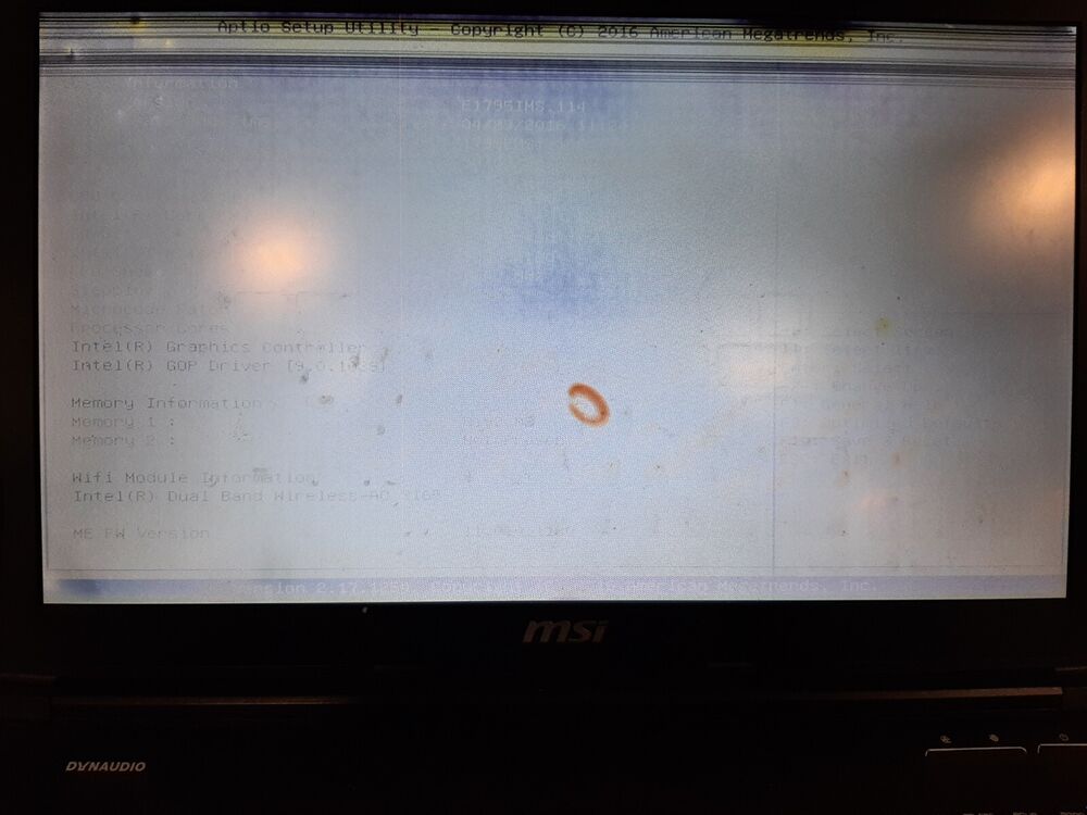 MSI Laptop MS-1795 - Core i7, 2.6GHz, 8GB RAM, No Storage/OS, Bad LCD